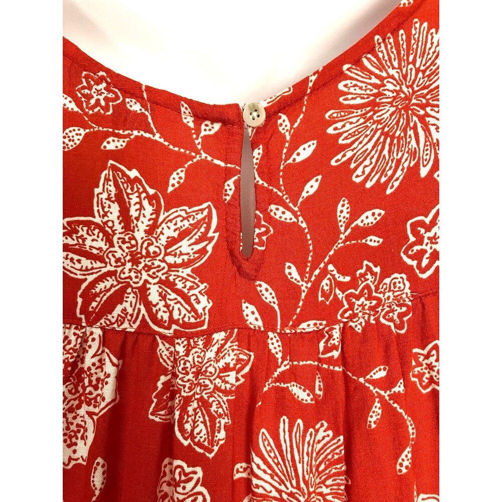 Sonoma Flutter Sleeve Lightweight Blouse Orangy Red & White Floral Size 0X - Picture 7 of 9